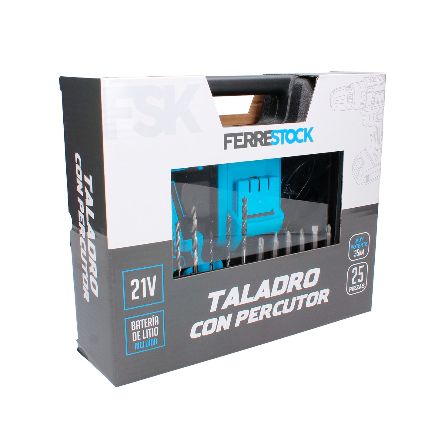 TALADRO PERCUTOR 21V 1,5 AH 25 PCS FSK